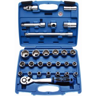 BGS technic Steckschlüssel-Satz | Antrieb 12,5 mm (1/2") | Zollgrößen | 27-tlg.