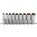 BGS technic Steckschlüssel-Einsatz-Satz Sechskant, tief | Antrieb Innenvierkant 12,5 mm (1/2") | SW 10 - 24 mm | 9-tlg.
