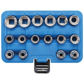 BGS technic Steckschlüssel-Einsatz-Satz Zwölfkant | Antrieb Innenvierkant 12,5 mm (1/2") | SW 8 - 24 mm | 16-tlg.