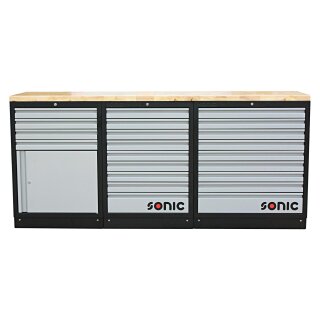 SONIC MSS 26``/34`` mit 22 Schubladen mit Holz-Arbeitsplatte