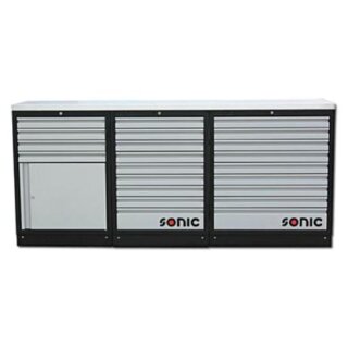 SONIC MSS 26``/34`` mit 22 Schubladen mit Edelstahl-Arbeitsplatte
