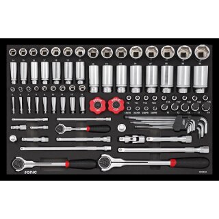 Sonic 1/4", 3/8" & 1/2" SATZ MIT RATSCHEN 93-TLG. SCHAUMEINLAGE
