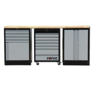 SONIC MSS26``/34`` mit 11 Schubladen mit Holz-Arbeitsplatte