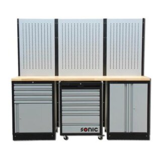 SONIC MSS26``/34`` mit 11 Schubladen mit Holz-Arbeitsplatte