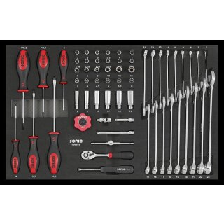 Sonic SCHRAUBENDREHER, SCHLÜSSEL UND 1/4" SATZ 61-TLG. SCHAUMEINLAGE