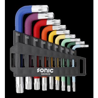 Sonic Winkelstiftschlüssel-Satz, TX,  kurz, Farbcodierung, 9-tlg.