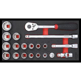 Sonic 1/3 SFS 1/2" NUSS, INNENSECHSKANT- UND TX-BITSATZ 41-TLG. (SAE) SCHAUMEINLAGE