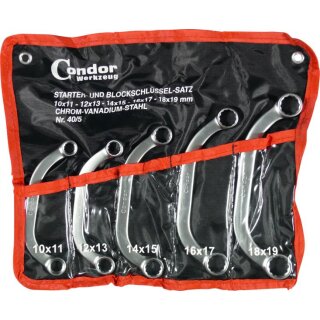 Condor Starter- und Blockschlüssel-Satz, 5-tlg., 10-19 mm