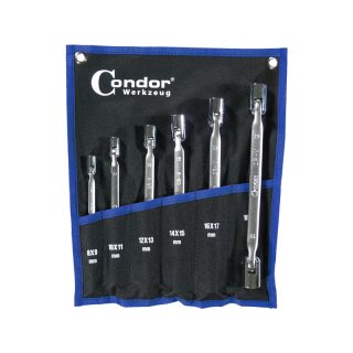 Condor Doppel-Gelenkschlüssel-Satz, 6-tlg., 6-kant 8-19 mm