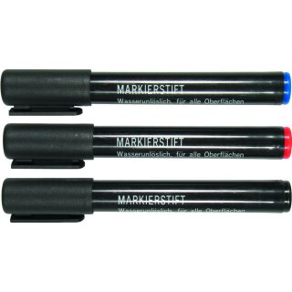 Condor Markierstifte, 3-tlg., rot / blau / schwarz