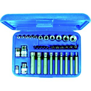 Condor Steckschlüssel-Einsätze, 35-tlg., 1/4+3/8+1/2", T-Profil SLB / E-Profil
