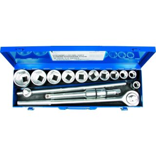 Condor Steckschlüssel-Satz, 15-tlg., 3/4", 6-kant 19-50 mm