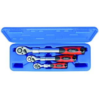 Condor Hebelumschaltknarren-Satz, Teleskopauszug, 3-tlg., 1/4+3/8+1/2"