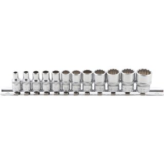 BGS technic Steckschlüssel-Einsatz-Satz Zwölfkant | Antrieb Innenvierkant 6,3 mm (1/4") | Zollgrößen | 12-tlg.