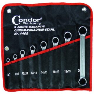 Condor Ringschlüssel-Satz, 8-tlg., flach, 6-22 mm