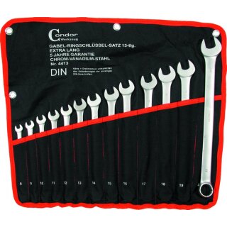 Condor Gabel-Ringschlüssel-Satz, 13-tlg., lang, 8-22 mm