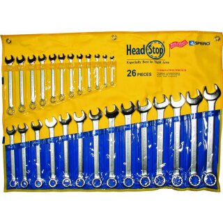 Condor Gabel-Ringschlüssel-Satz, 26-tlg., Head-Stop, 6-32 mm