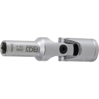BGS technic Glühkerzen-Gelenk-Einsatz Sechskant | Antrieb Innenvierkant 10 mm (3/8") | SW 8 mm