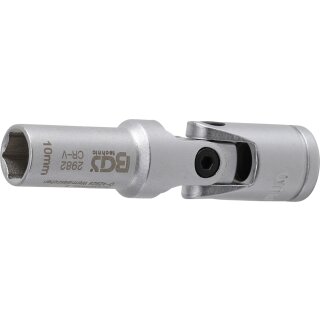 BGS technic Glühkerzen-Gelenk-Einsatz Sechskant | Antrieb Innenvierkant 10 mm (3/8") | SW 10 mm