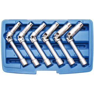 BGS technic Universal Glühkerzen-Gelenkschlüssel-Satz, Sechskant | Antrieb Innenvierkant 10 mm (3/8") | SW 8 - 16 mm | 6-tlg.