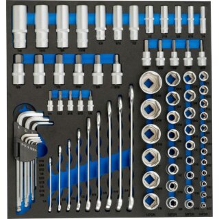 Condor Schaumeinlage Zoll-Werkzeug 2/3, 81-tlg., 1/4+3/8+1/2"
