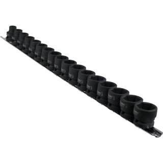 Condor Kraftsteckschlüssel-Satz, 17-tlg., 1/2", CrMo, kurz, 6-kant 8-24 mm