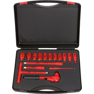 KS-TOOLS 1/2" Steckschlüssel-Satz mit isolierten Werkzeugen, 16-tlg.