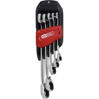 KS-TOOLS DUO GEAR Ringmaulschlüssel-Satz,Maul-Ratschenfunktion,5-tlg., umschaltbar