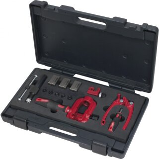 KS-TOOLS FLAREFIX 1 Universal-Bremsleitungs-Bördelgerät-Satz mit Hydraulik-Spindel, 16-tlg.
