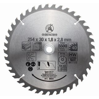 Kraftmann Hartmetall-Kreissägeblatt | Ø 254 x 30 x 3,2 mm | 40 Zähne