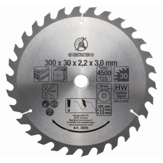 Kraftmann Hartmetall-Kreissägeblatt | Ø 300 x 30 x 3,2 mm | 30 Zähne