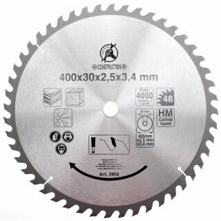 Kraftmann Hartmetall-Kreissägeblatt | Ø 400 x 30 x 3,4 mm | 48 Zähne