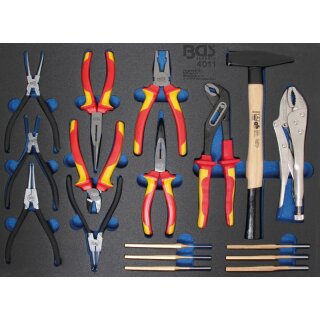 BGS technic Werkstattwageneinlage 3/3: Zangen-, Splintentreiber-Satz, Hammer | 17-tlg.