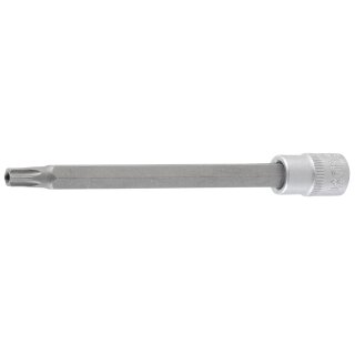 BGS technic Bit-Einsatz | Länge 100 mm | Antrieb Innenvierkant 6,3 mm (1/4") | T-Profil (für Torx) mit Bohrung T30