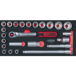 KS-TOOLS SCS 1/2" Steckschlüssel-Satz, 24-tlg. in 1/3 Systemeinlage