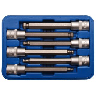 BGS technic Bit-Einsatz-Satz | Antrieb Innenvierkant 12,5 mm (1/2") | Innensechskant mit Kugelkopf 5 - 12 mm | 6-tlg.