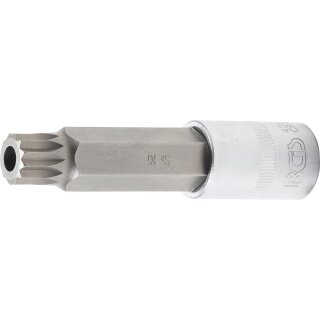 BGS technic Bit-Einsatz | Länge 100 mm | Antrieb Innenvierkant 12,5 mm (1/2") | Innenvielzahn (für XZN) mit Bohrung M16