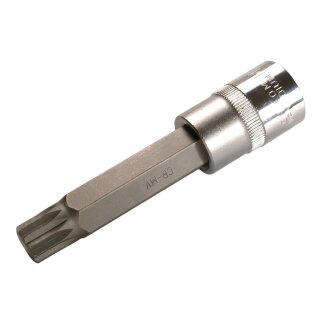 BGS technic Bit-Einsatz | Länge 100 mm | Antrieb Innenvierkant 12,5 mm (1/2") | Innenvielzahn (für XZN) mit Bohrung M18