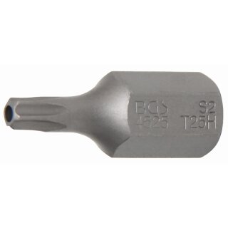 BGS technic Bit | Antrieb Außensechskant 10 mm (3/8") | T-Profil (für Torx) mit Bohrung T25