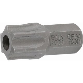 BGS technic Bit | Antrieb Außensechskant 10 mm (3/8") | T-Profil (für Torx) mit Bohrung T60
