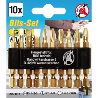 Kraftmann Bit-Satz | "Gold" | Antrieb Außensechskant 6,3 mm (1/4") | 10-tlg.