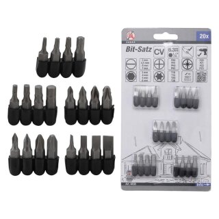Kraftmann Bit-Satz | Antrieb Außensechskant 6,3 mm (1/4") | 20-tlg.