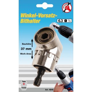 Kraftmann Winkel-Vorsatz-Bithalter | Antrieb Außensechskant 6,3 mm (1/4") | Abtrieb Innensechskant 6,3 mm (1/4")
