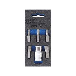BGS technic Schraubendreher-Bit-Satz | Antrieb Außensechskant 10 mm (3/8") | Innenvielzahn (für XZN) | 6-tlg.