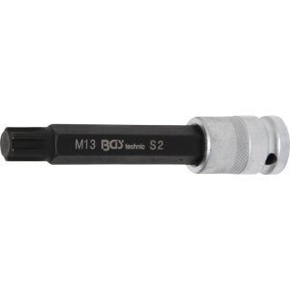 BGS technic Bit-Einsatz | Länge 120 mm | Antrieb Innenvierkant 12,5 mm (1/2") | Keil-Profil (für RIBE) M13