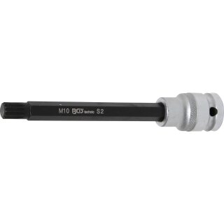 BGS technic Bit-Einsatz | Länge 140 mm | Antrieb Innenvierkant 12,5 mm (1/2") | Innenvielzahn (für XZN) M10