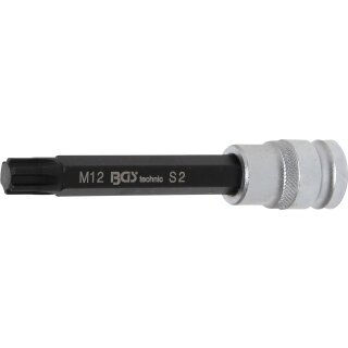BGS technic Bit-Einsatz | Länge 120 mm | Antrieb Innenvierkant 12,5 mm (1/2") | Keil-Profil (für RIBE) M12