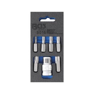 BGS technic Schraubendreher-Bit-Satz | Antrieb Außensechskant 10 mm (3/8") | T-Profil (für Torx) | 7-tlg.