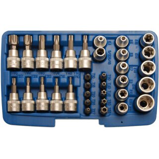 BGS technic Bit- und Steckschlüsseleinsatz-Satz | 10 mm (3/8") | T-Profil (für Torx) | 34-tlg.