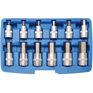 BGS technic Bit-Einsatz-Satz | Antrieb Innenvierkant 12,5 mm (1/2") | Innensechskant 5 - 22 mm | 12-tlg.